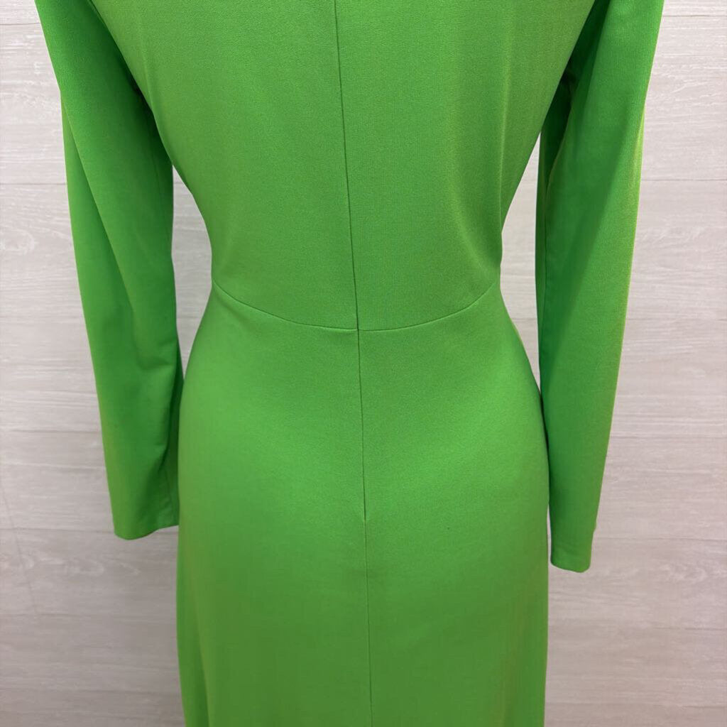 Vintage Green Long Sleeve High Neck Long Formal Dress Medium
