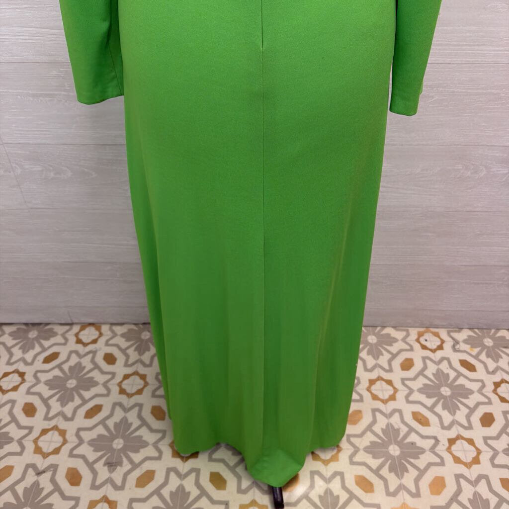 Vintage Green Long Sleeve High Neck Long Formal Dress Medium