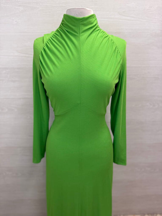 Vintage Green Long Sleeve High Neck Long Formal Dress Medium