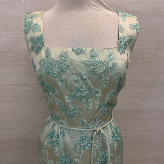 Vintage Blue Beaded Lace Short Formal Dress Small