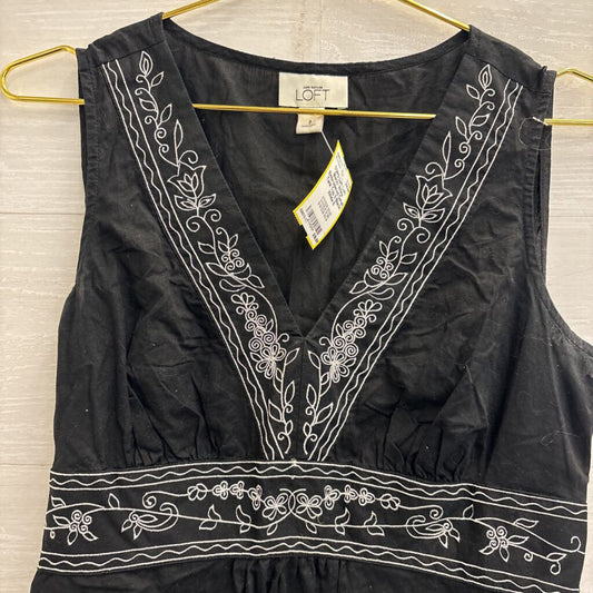 Loft Black/ White Embroidered Detail Tank Top 8