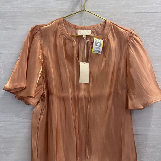Melloday Orange Sheer Sheen Short Sleeve Top Extra Large