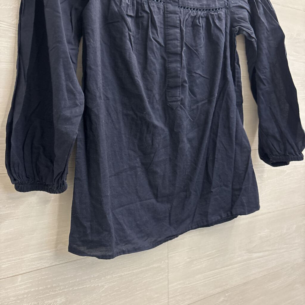 Loft Navy Long Sleeve Half Button Front Top Small