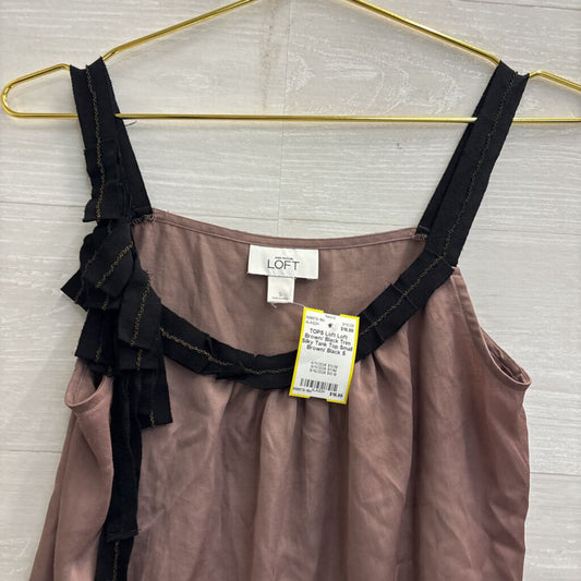 Loft Brown/ Black Trim Silky Tank Top Small