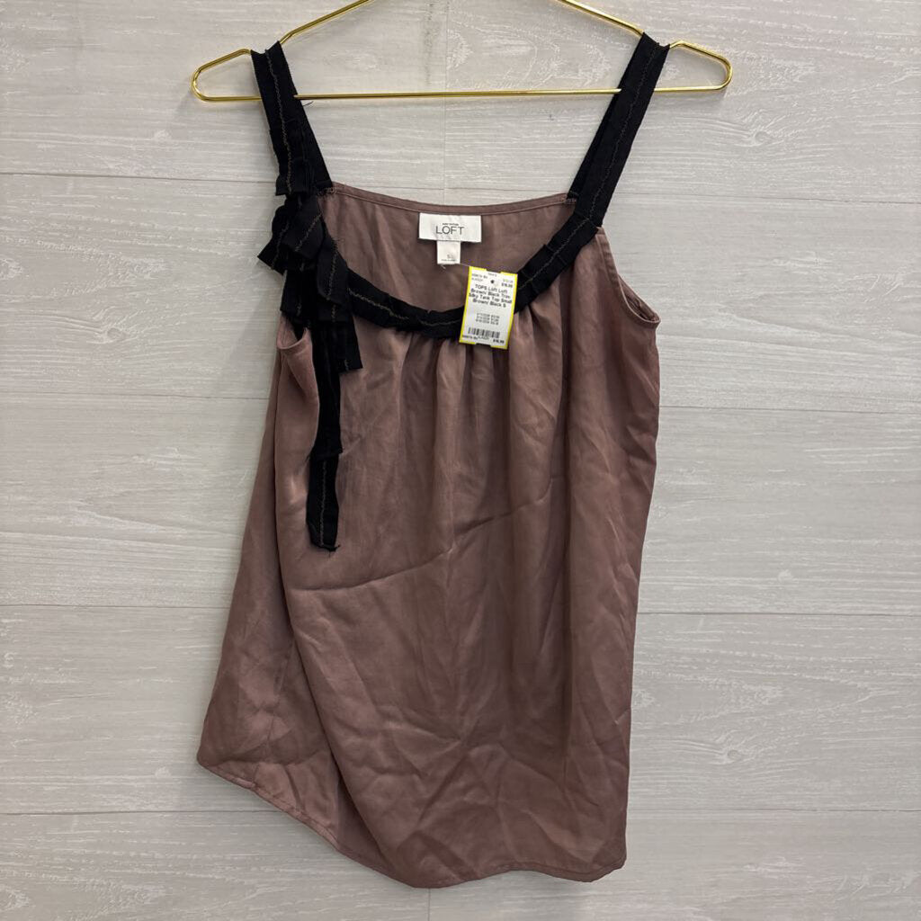 Loft Brown/ Black Trim Silky Tank Top Small