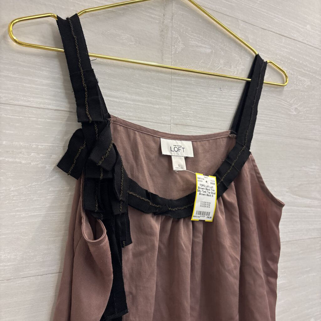 Loft Brown/ Black Trim Silky Tank Top Small