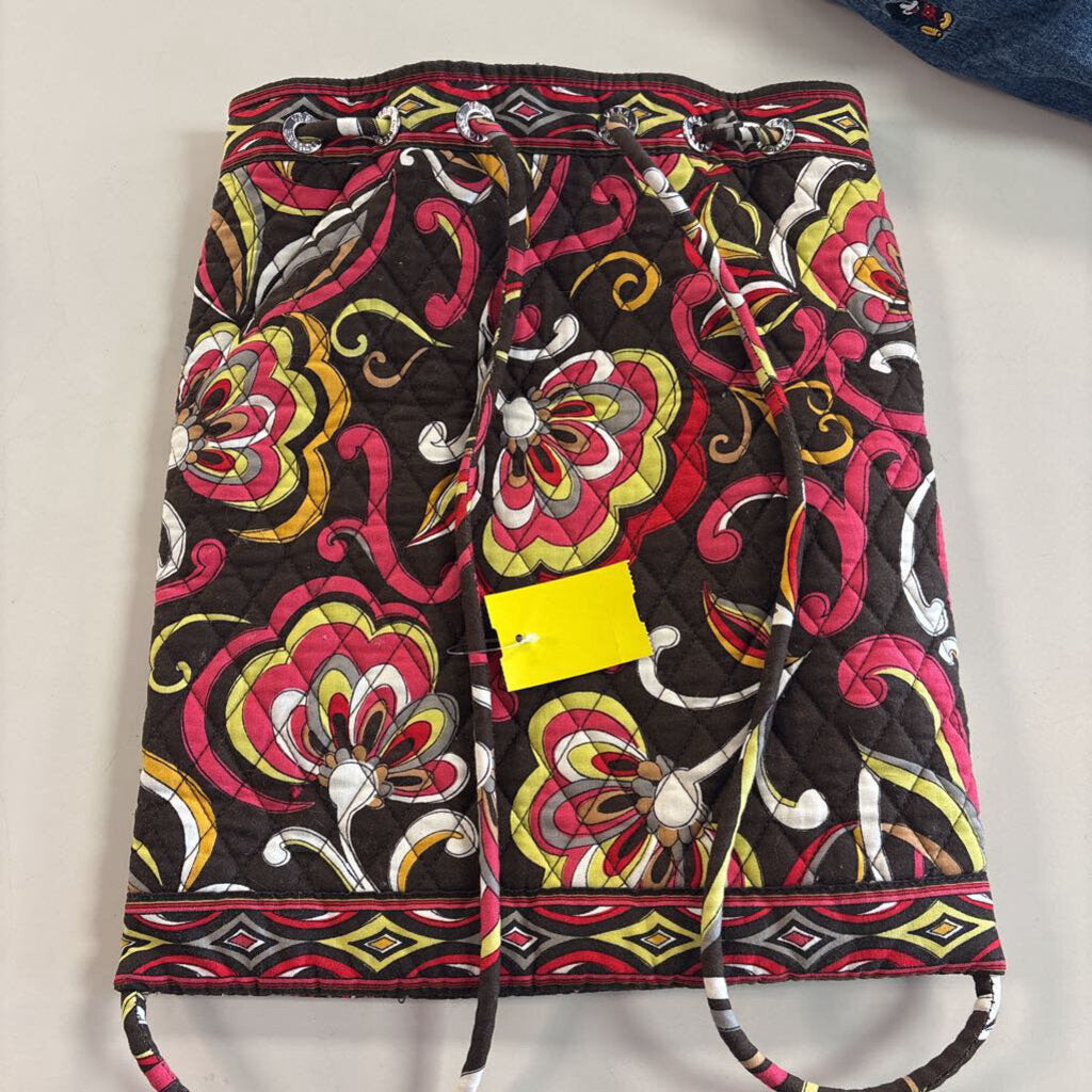 Vera Bradley Brown/ Multi Quilted Print Drawstring Backpack