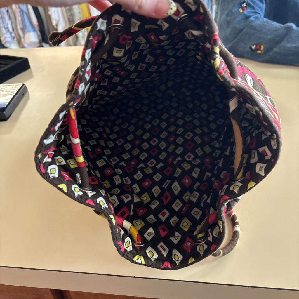 Vera Bradley Brown/ Multi Quilted Print Drawstring Backpack