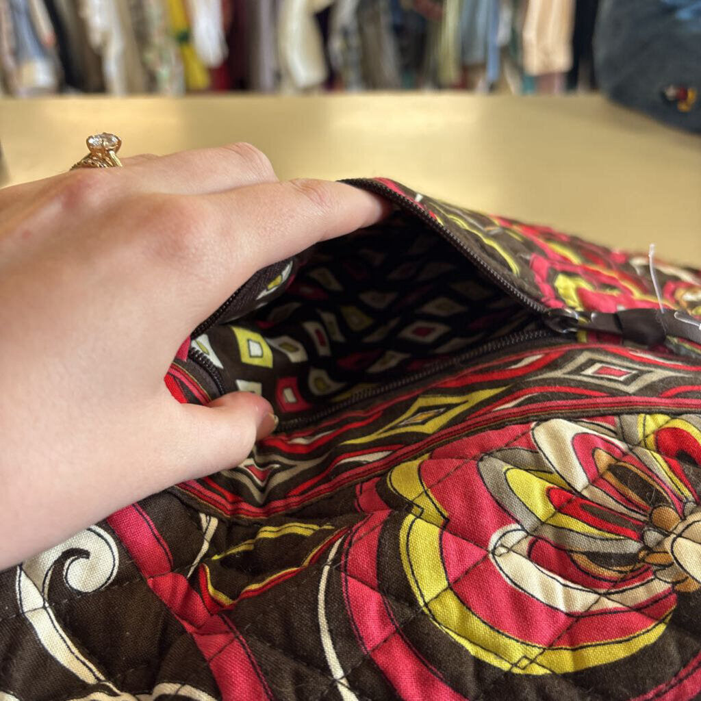 Vera Bradley Brown/ Multi Quilted Print Drawstring Backpack