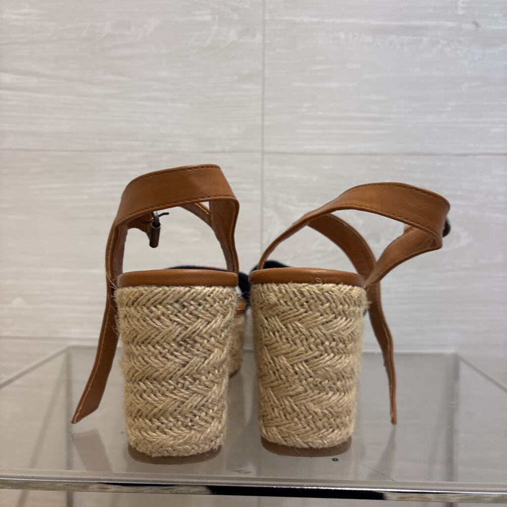 Madden Girl Brown/ Red/ Navy Strap Espadrille Platform Sandals 7