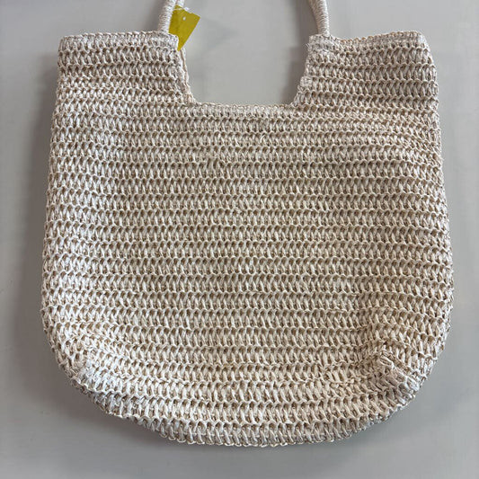 Beige Woven Straw Large Purse