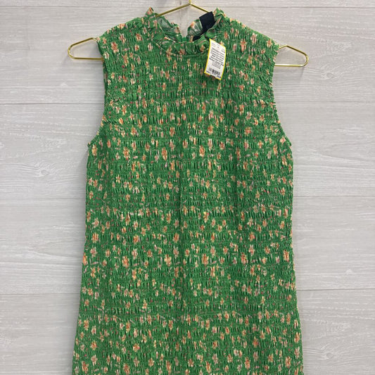 French Connection Green/ Multi Smocked Sleeveless Dress Medium
