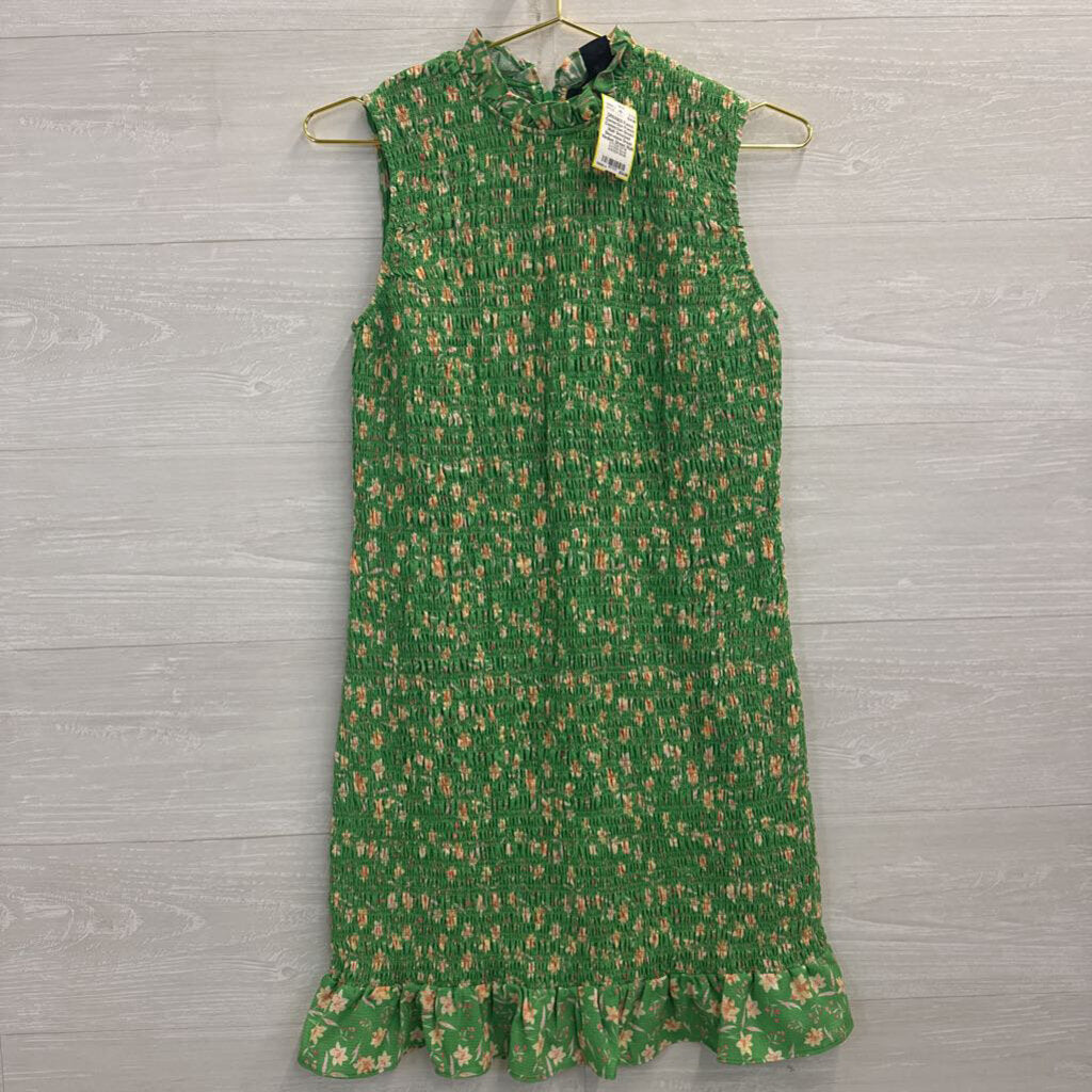 French Connection Green/ Multi Smocked Sleeveless Dress Medium