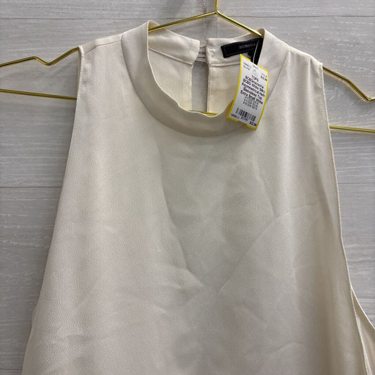 BCBG White Silky Asymmetrical Hem Sleeveless Top Extra Small