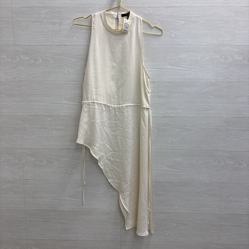 BCBG White Silky Asymmetrical Hem Sleeveless Top Extra Small