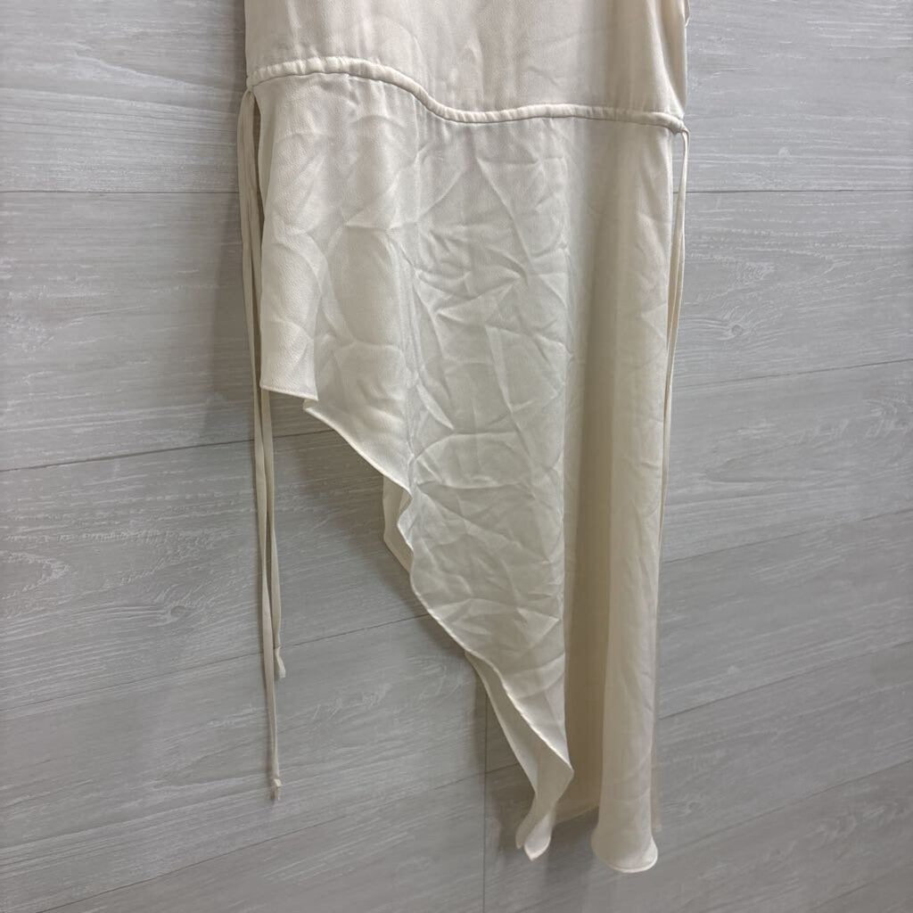 BCBG White Silky Asymmetrical Hem Sleeveless Top Extra Small