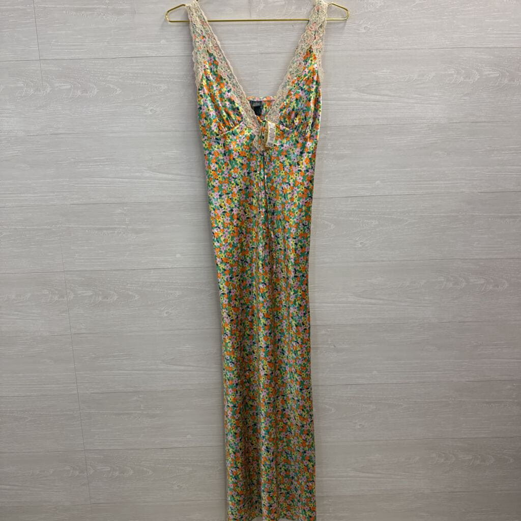 Green/ Multi Floral Print Sleeveless Maxi Dress Extra Small