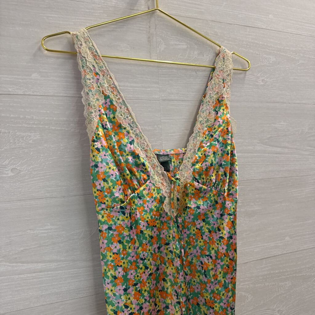 Green/ Multi Floral Print Sleeveless Maxi Dress Extra Small