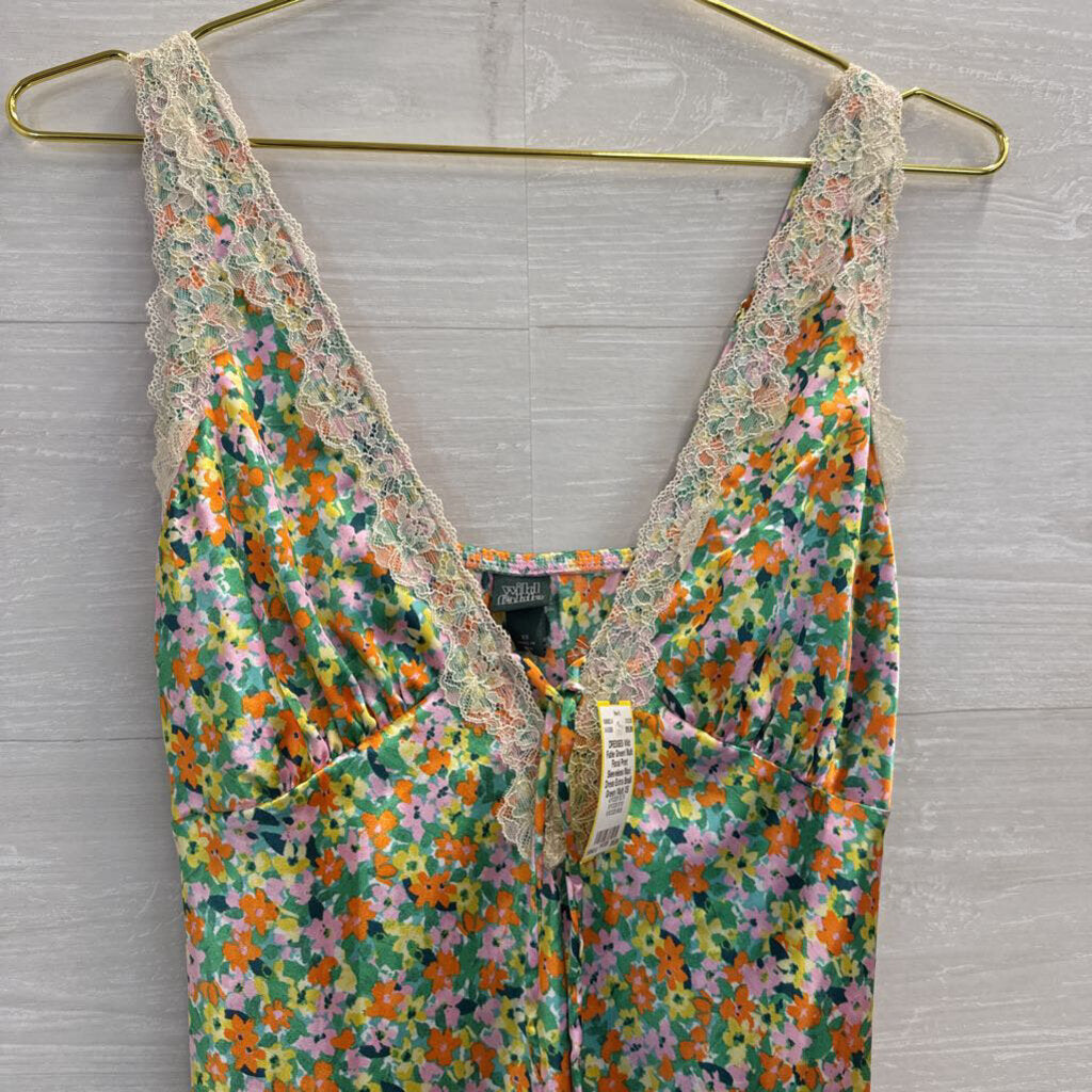 Green/ Multi Floral Print Sleeveless Maxi Dress Extra Small