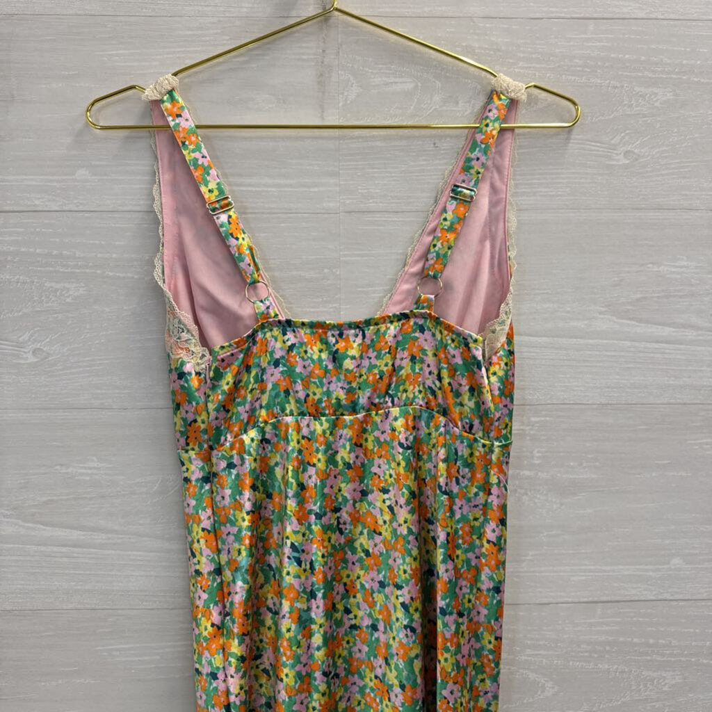 Green/ Multi Floral Print Sleeveless Maxi Dress Extra Small