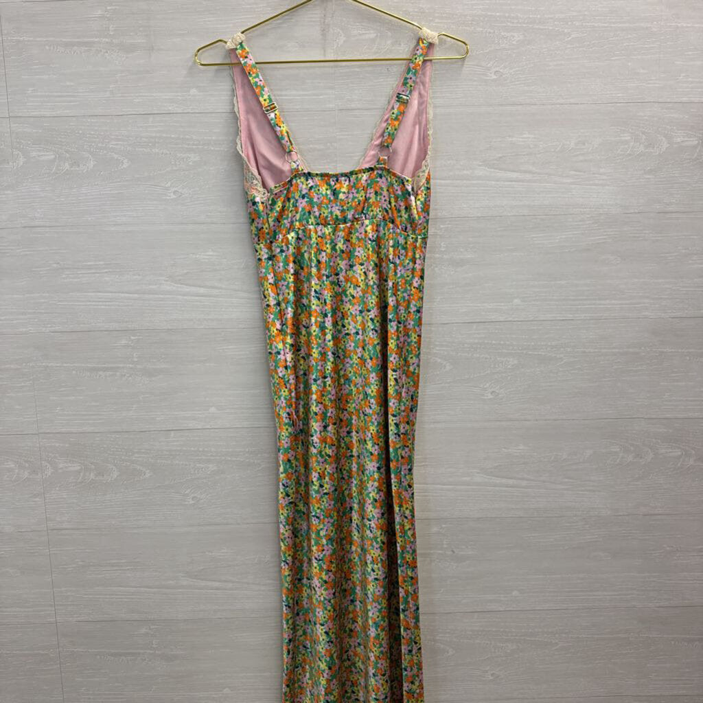 Green/ Multi Floral Print Sleeveless Maxi Dress Extra Small