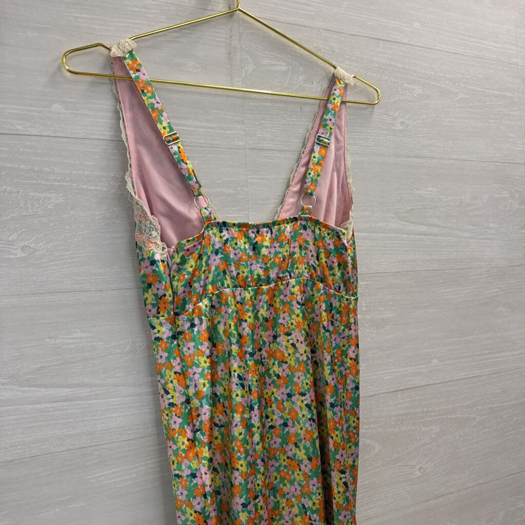 Green/ Multi Floral Print Sleeveless Maxi Dress Extra Small