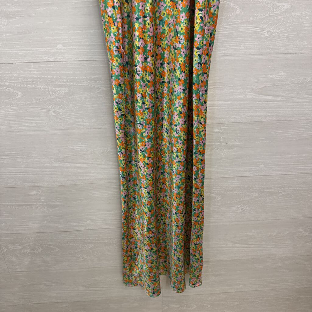 Green/ Multi Floral Print Sleeveless Maxi Dress Extra Small