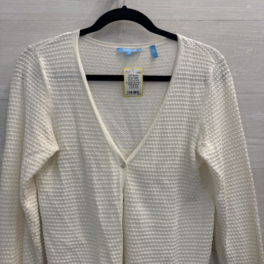 Draper James White Textured Knit Cardigan Sweater Small