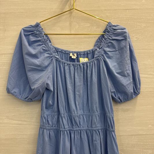 J Crew Blue Short Puff Sleeve Dress Small