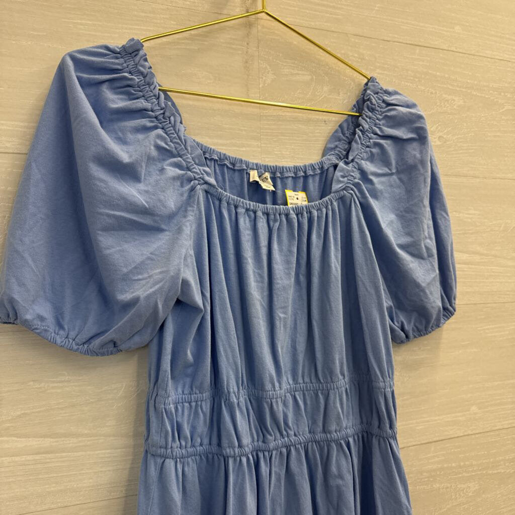 J Crew Blue Short Puff Sleeve Dress Small
