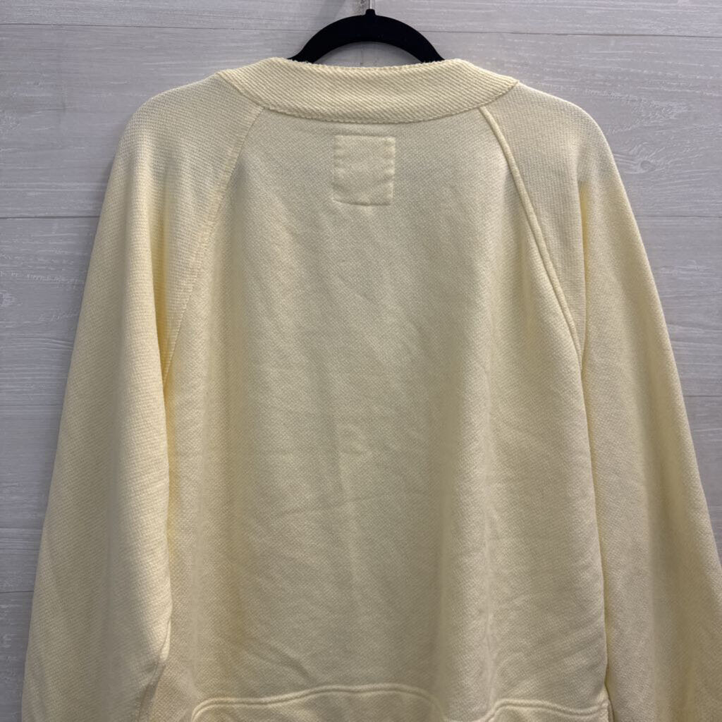 Aerie Yellow Textured Oversized Lace Up Detail Long Sleeve Top Medium