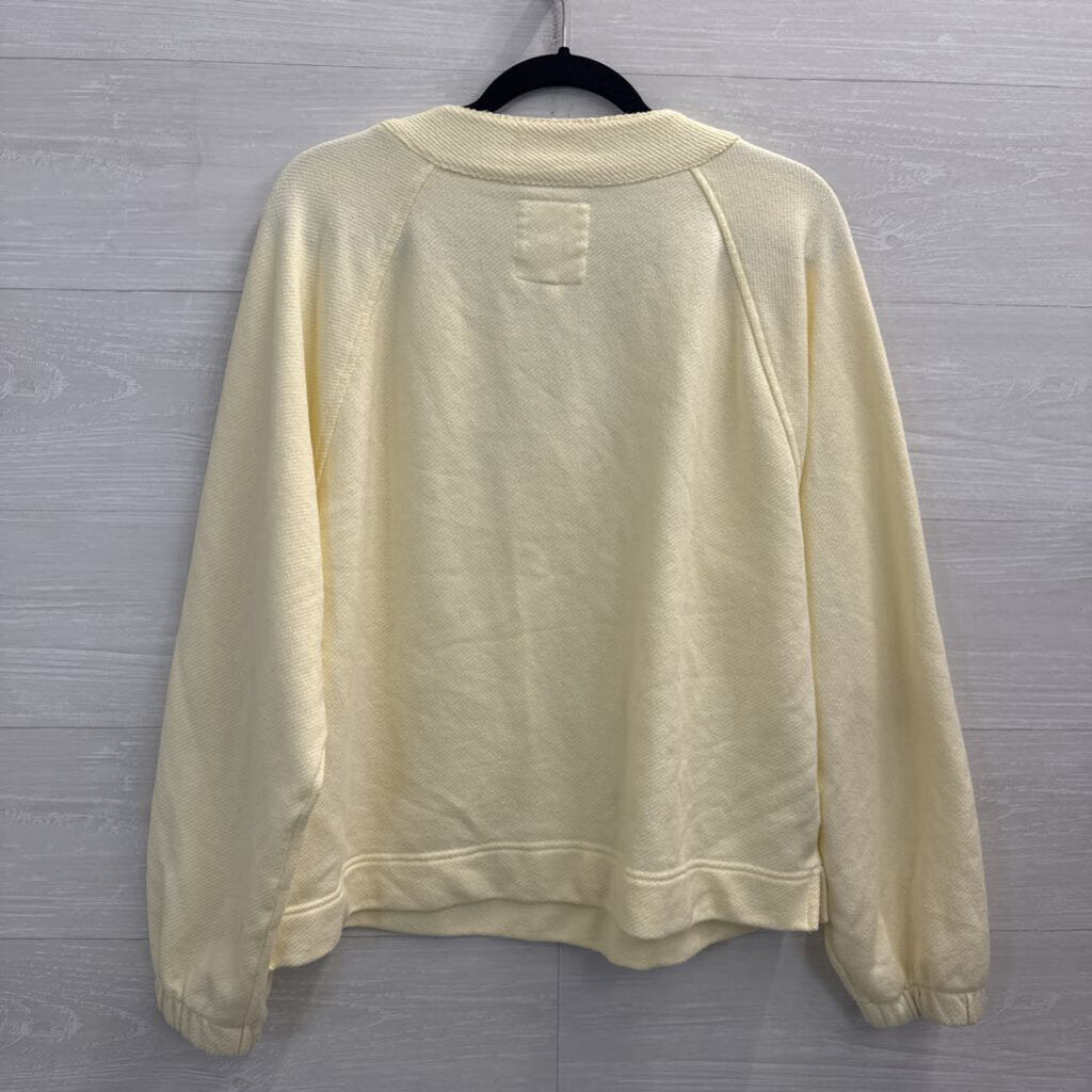Aerie Yellow Textured Oversized Lace Up Detail Long Sleeve Top Medium