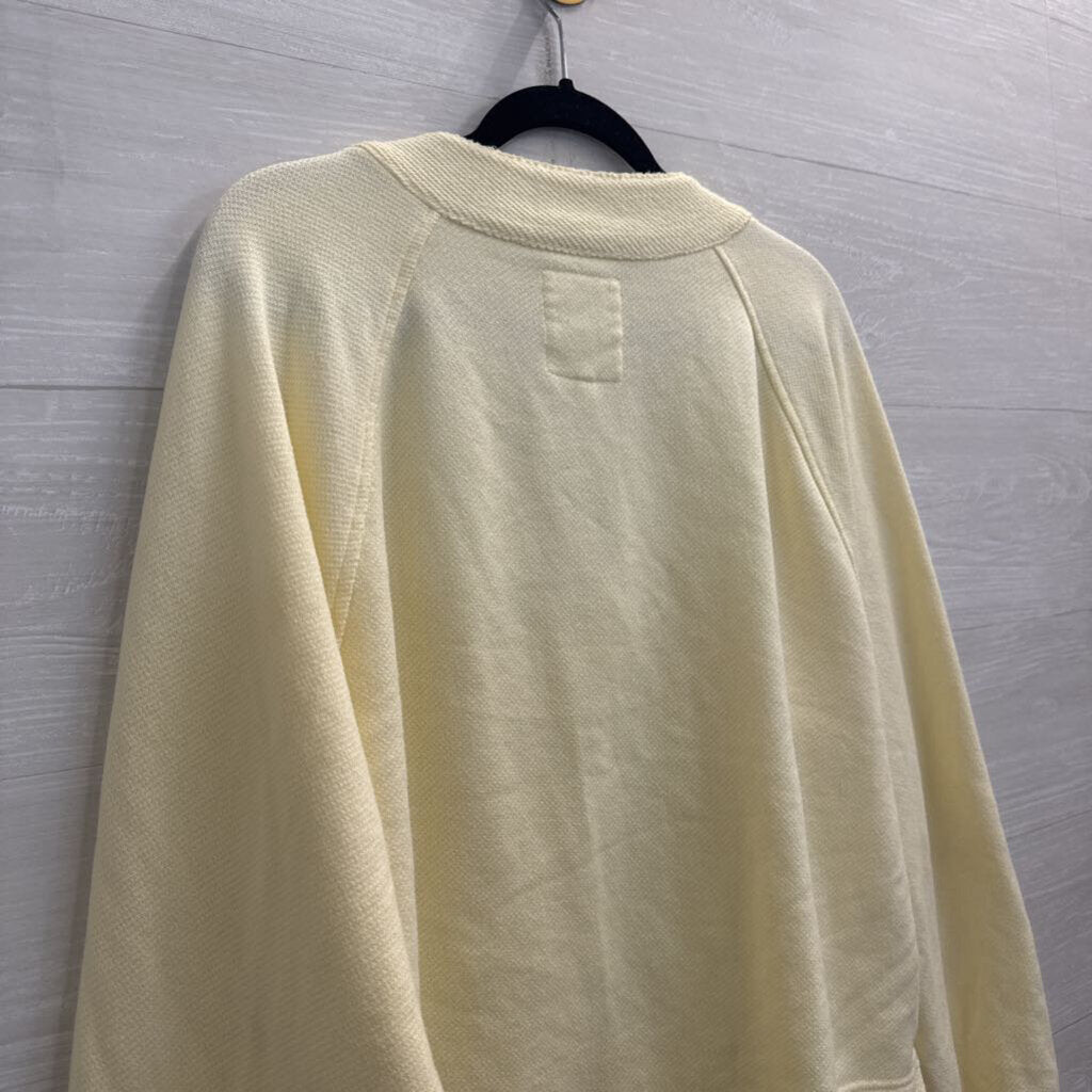 Aerie Yellow Textured Oversized Lace Up Detail Long Sleeve Top Medium