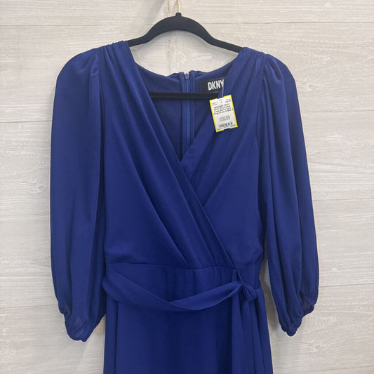 DKNY Royal Blue Long Sleeve Faux Wrap Dress 6