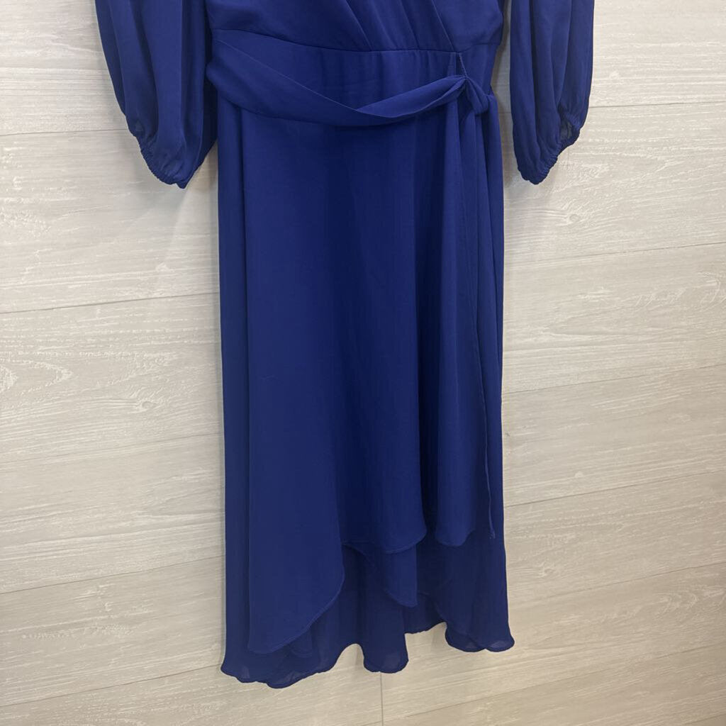 DKNY Royal Blue Long Sleeve Faux Wrap Dress 6