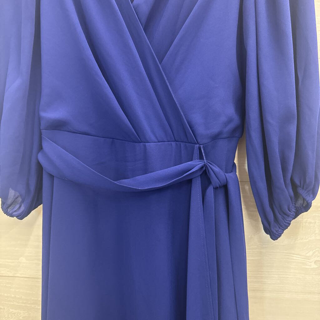 DKNY Royal Blue Long Sleeve Faux Wrap Dress 6