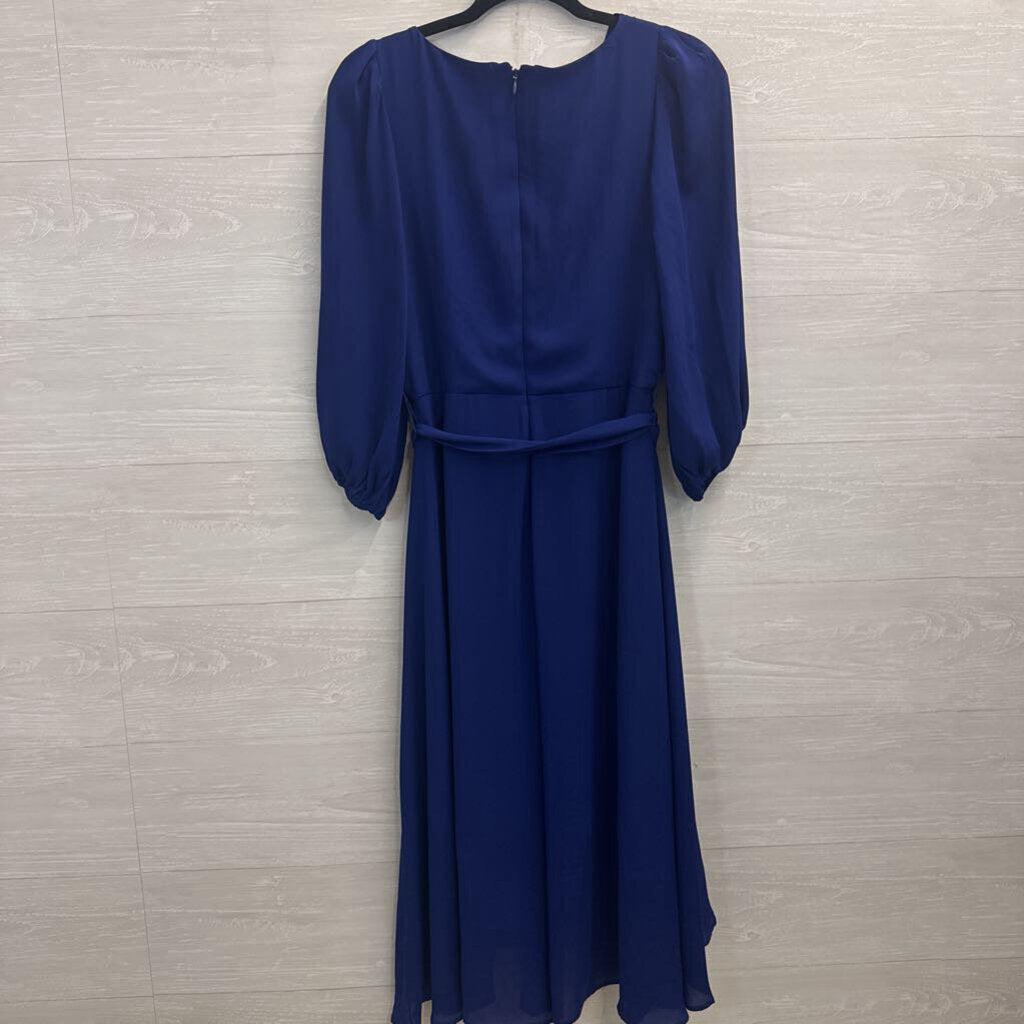 DKNY Royal Blue Long Sleeve Faux Wrap Dress 6
