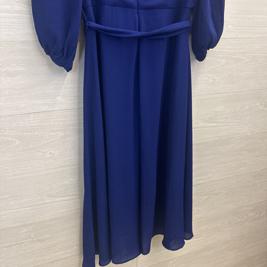 DKNY Royal Blue Long Sleeve Faux Wrap Dress 6