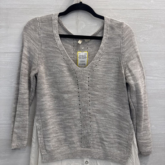 Moth Grey/ White Knit Layered Top Medium