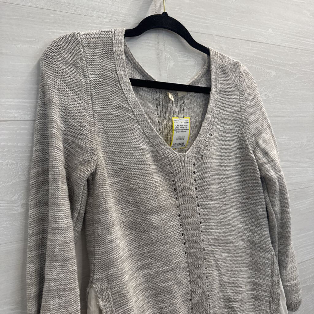 Moth Grey/ White Knit Layered Top Medium