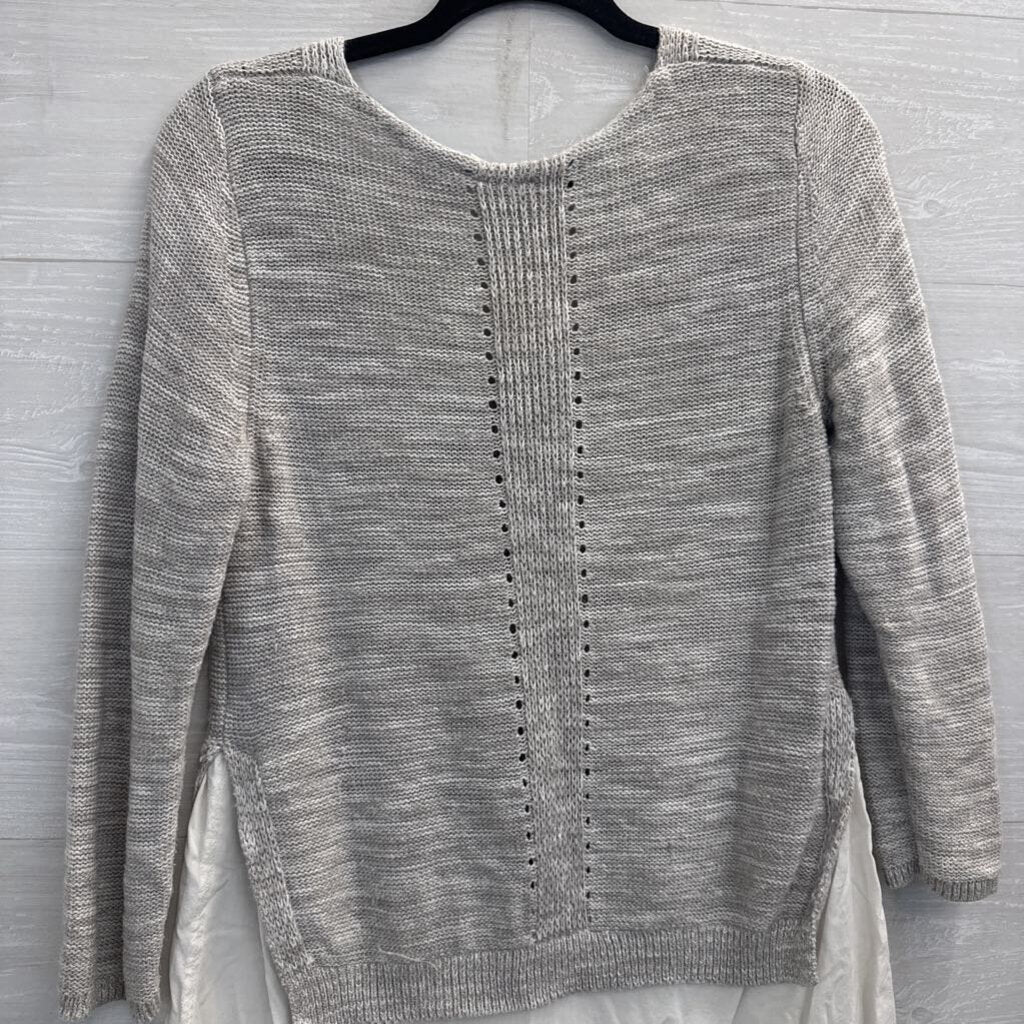Moth Grey/ White Knit Layered Top Medium