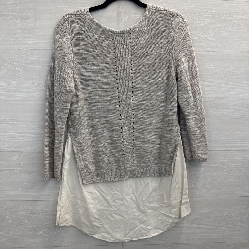 Moth Grey/ White Knit Layered Top Medium