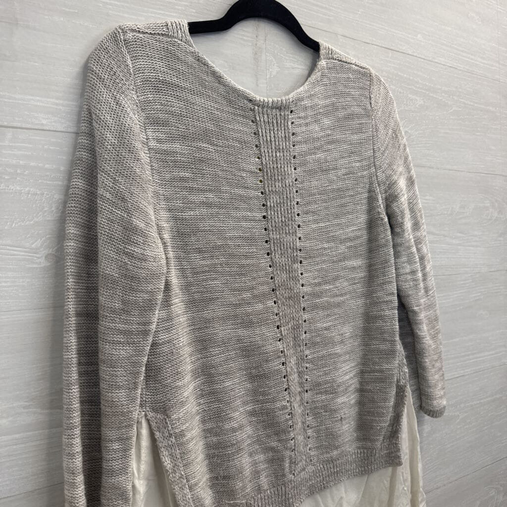 Moth Grey/ White Knit Layered Top Medium