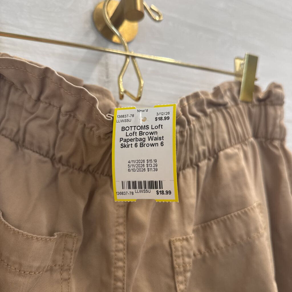 Loft Brown Paperbag Waist Skirt 6