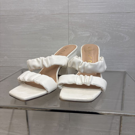 Unisa White Leather Sandal Heels 6.5