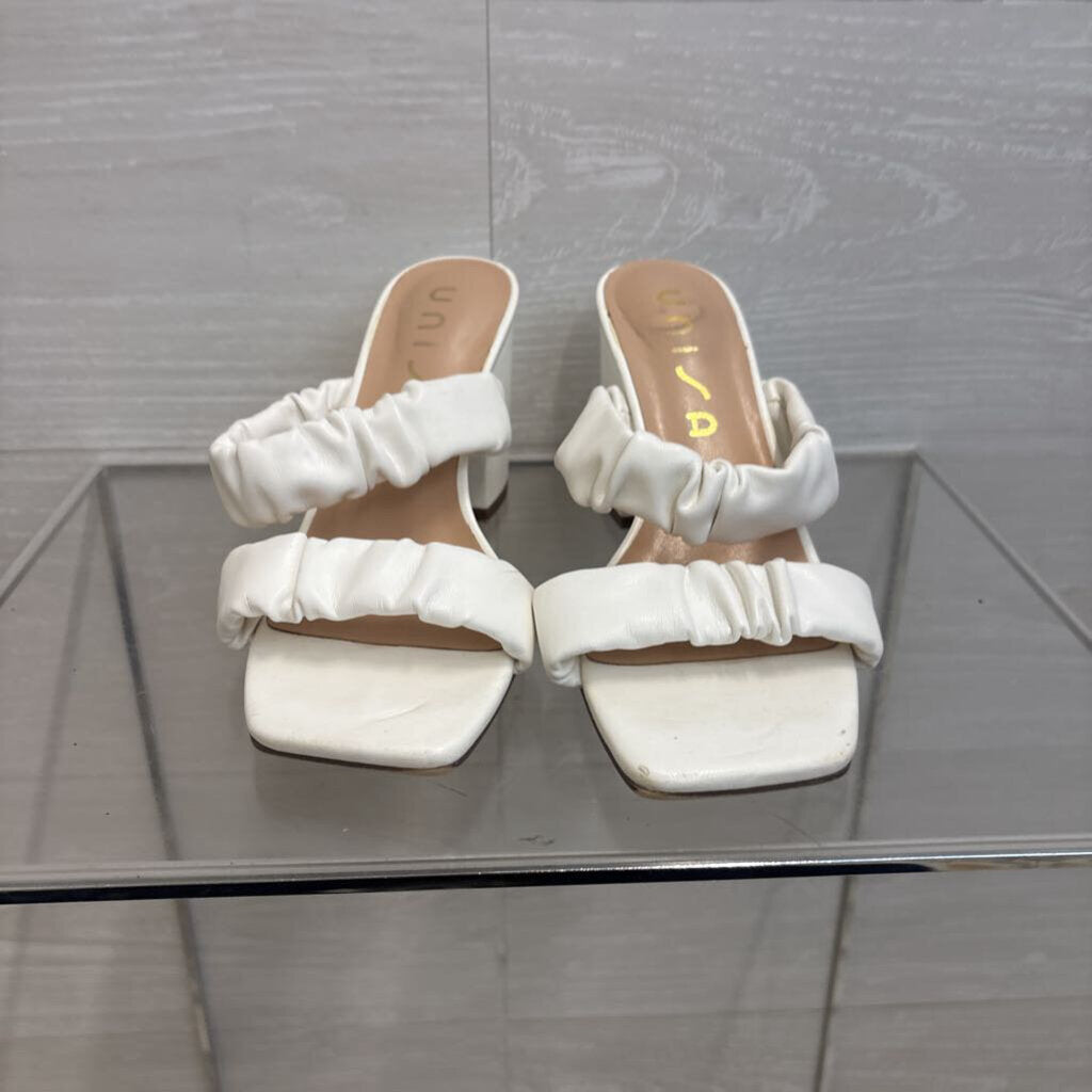 Unisa White Leather Sandal Heels 6.5