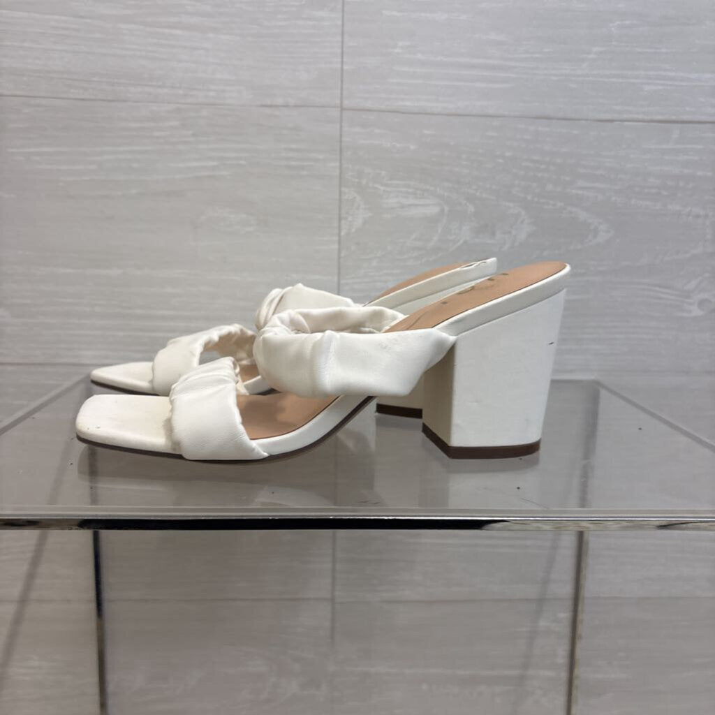 Unisa White Leather Sandal Heels 6.5