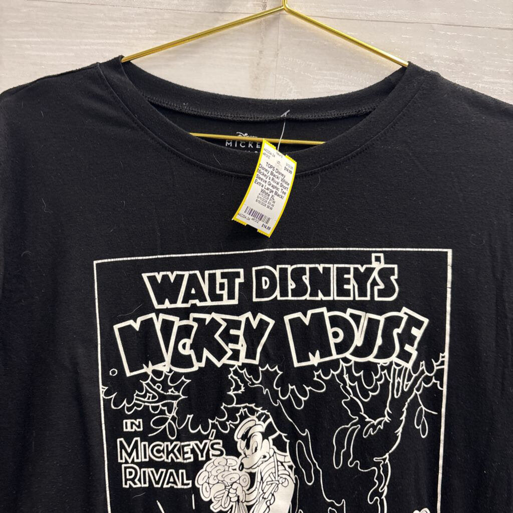 Disney Black/ White Mickey's Rival Short Sleeve Graphic Tee Extra Large