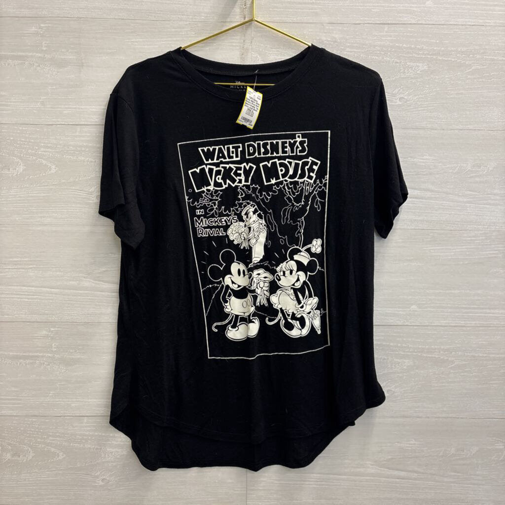 Disney Black/ White Mickey's Rival Short Sleeve Graphic Tee Extra Large