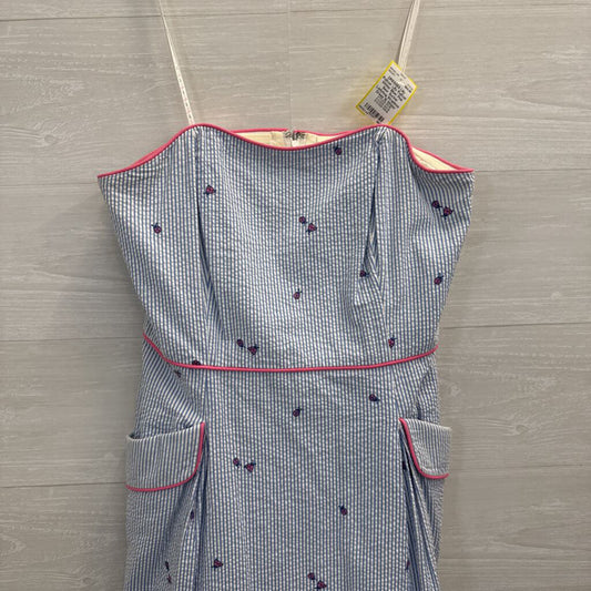 Lilly Pulitzer White/ Blue/ Pink Seer Sucker Ladybug Strapless Dress 10